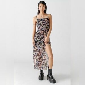 UO Urban Outfitters 90s / Y2K Butterfly mesh maxi spaghetti strap slit dress